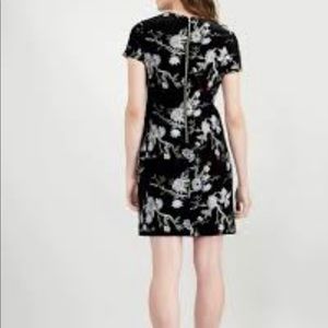 Calvin Klein black velvet floral embroidery dress size 4.